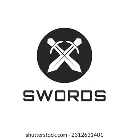 Sword crossed circle logo design template