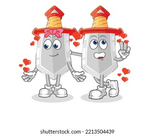 The Sword Dating Cartoon. Character Mascot Vector