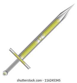 Sword decorated with gold isolated on white background