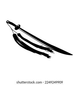 Schwertdesign-Silhouettengrafik auf schwarz-weißem Hintergrund