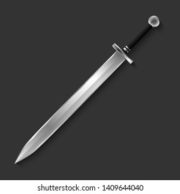 Sword Designs, Metal Sword, European straight swords, Asia sword, vector realistic sword isolated.European straight swords, vector illustration, Daggers and Knife.