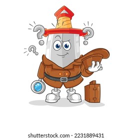 el vector detective de la espada. personaje de caricatura