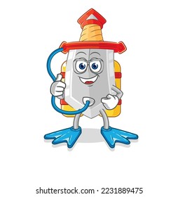 the sword diver cartoon. cartoon mascot vector