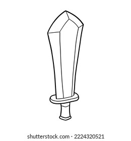 Sword in doodle style. For use in coloring books, tattoos. Isolated vector illustration on a white background.