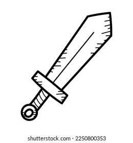 sword doodle vector isolated on white background