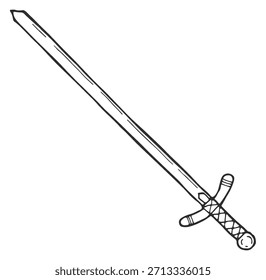 Una espada está dibujada en blanco y negro