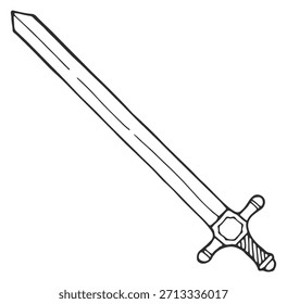Una espada está dibujada en blanco y negro
