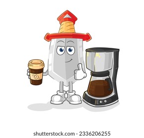 das Schwert trinkt Kaffeemaschine. Zeichenvektor