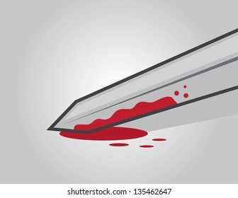 Sword with dripping blood underneath