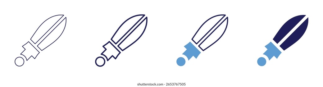 Schwert Duell Symbol in 4 verschiedenen Stilen. Dünne Linie, Linie, Fette Linie, Duotone. Duotone-Stil. Bearbeitbarer Strich.