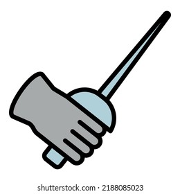 Sword Duel Icon Outline Vector. Fence Play. Sport Man