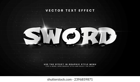 Sword editable text style effect. Vector text effect with a dark silver color and an elegant concept.