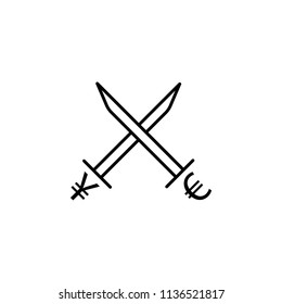 sword euro and yen outline style icon. Element of currency war icon for mobile concept and web apps. Thin line sword euro and yen outline style icon can be used for web and mobile