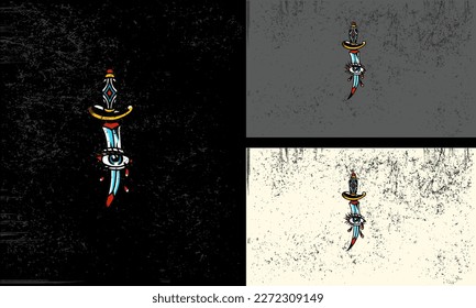 sword and eyes vector illustration flat design