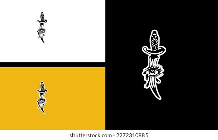 sword with eyes vector illustration outline design