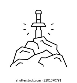 sword fairy tale line icon vector. sword fairy tale sign. isolated contour symbol black illustration