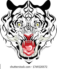 Sword fangs Tiger in vector style