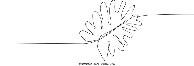 Sword fern lying in continuous line drawing. Minimalistic art. Vector illustration.