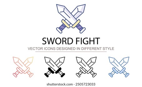 Espada Luchar diseño de icono con fondo blanco Ilustración de stock