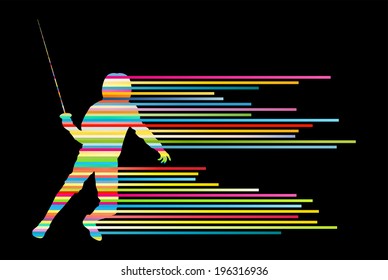 Sword fighters active young man fencing sport silhouettes vector abstract background illustration