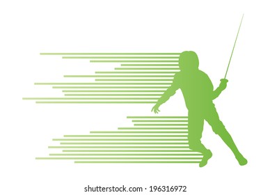 Sword fighters active young man fencing sport silhouettes vector abstract background illustration