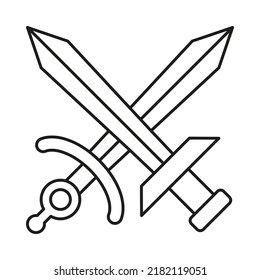 Schwert, Fighting Concept Line Symbol. Einfache Elementgrafik. Schwert, Kämpfen Konzept umrissen Symbol Design aus Krieg Set. Kann für Web und mobile auf weißem Hintergrund verwendet werden