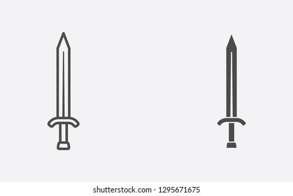 Sword filled and outline vector icon sign symbol