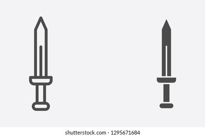Sword filled and outline vector icon sign symbol