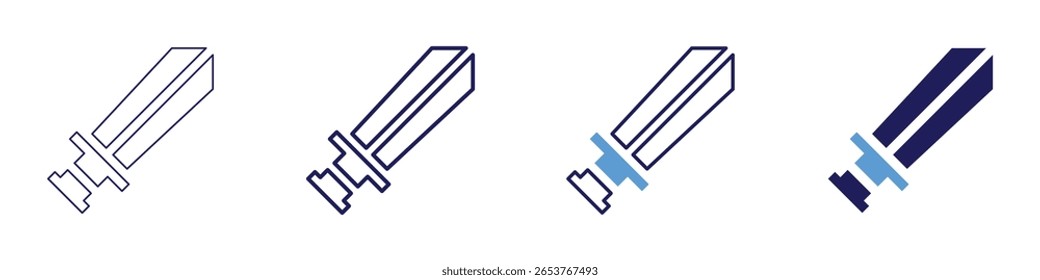 Sword finisher icon in 4 different styles. Thin Line, Line, Bold Line, Duotone. Duotone style. Editable stroke.
