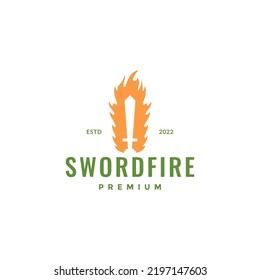 sword fire flame logo design