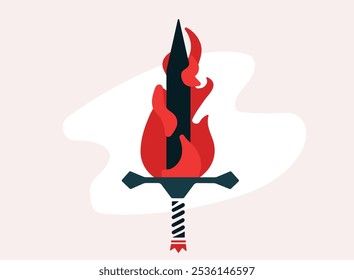 Sword fire flame warrior illustration