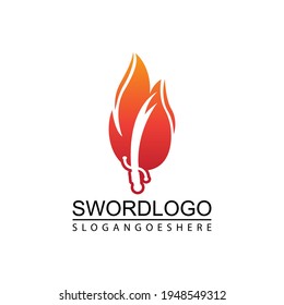 Sword Fire Logo Vector Template Design