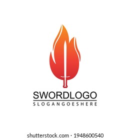 Sword Fire Logo Vector Template Design