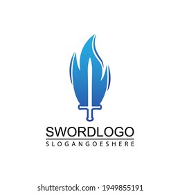 Sword Fire Logo Vector Template Design