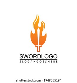 Sword Fire Logo Vector Template Design