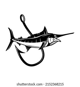 Sword Fish Crossed Fishing Hooks Design Stock Vector (Royalty Free ...