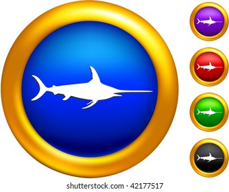 sword fish icon on buttons with golden borders
