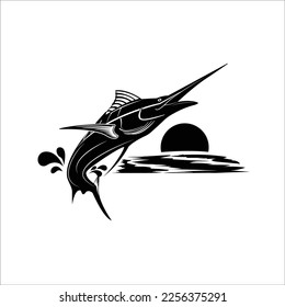 sword fish ocean fishing vector