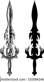 sword with flames tattoo