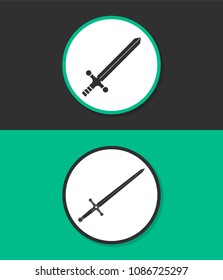 Sword flat design illustration. Simple vector icon.