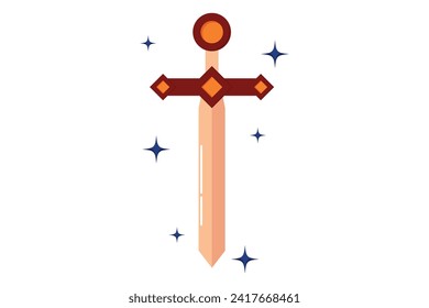 Diseño de pegatinas de fortuna plana de espadas