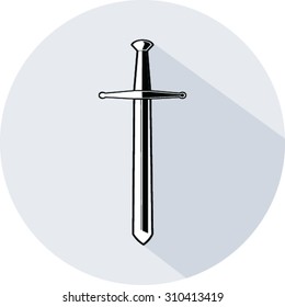 Sword flat icon with long shadow
