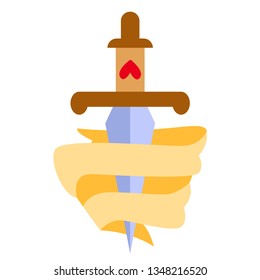 Sword flat illustration on white