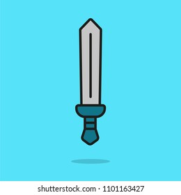 sword in a flat line illustration, isolated