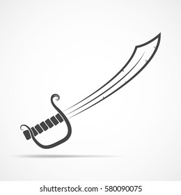 Sword in flat style. Simple black sword sign isolated. Vector illustration.