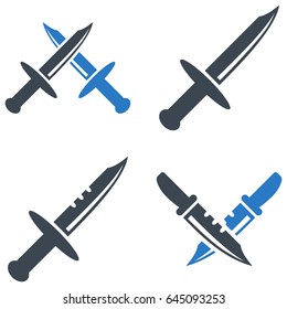 Sword flat vector pictogram set. An isolated icons on a white background.