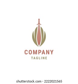 Sword flower logo design template flat vector