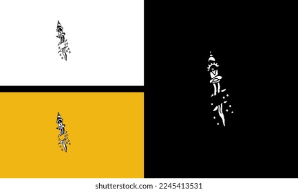 diseño de contorno vectorial de espada y flores