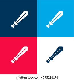 Sword four color material and minimal icon logo set in red and blue