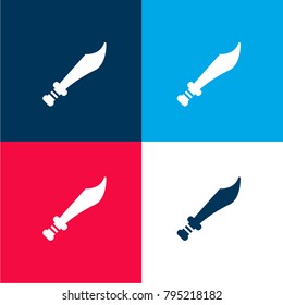 Sword four color material and minimal icon logo set in red and blue
